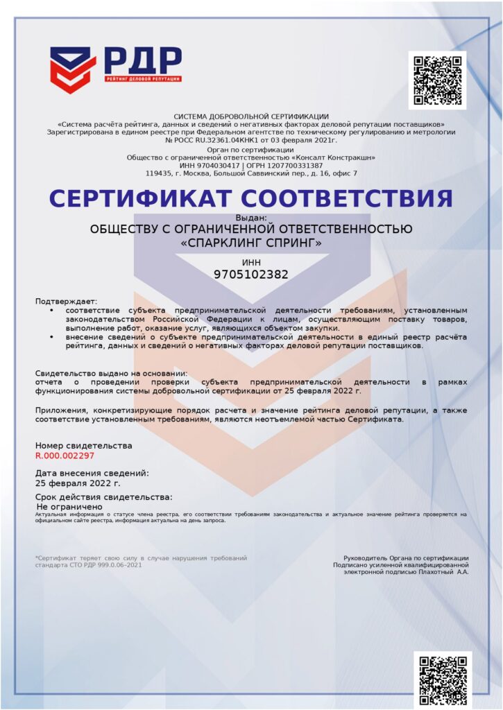 Сертификат R.000.002297